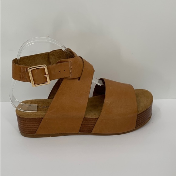 Kelsi Dagger Dunes platform sandal brown leather ankle strap wide shoe new 9 - Picture 1 of 6